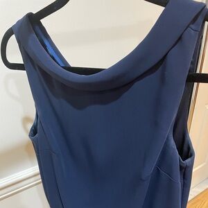 Boden crepe Clarissa jumper navy blue. wide leg, floor length back zip